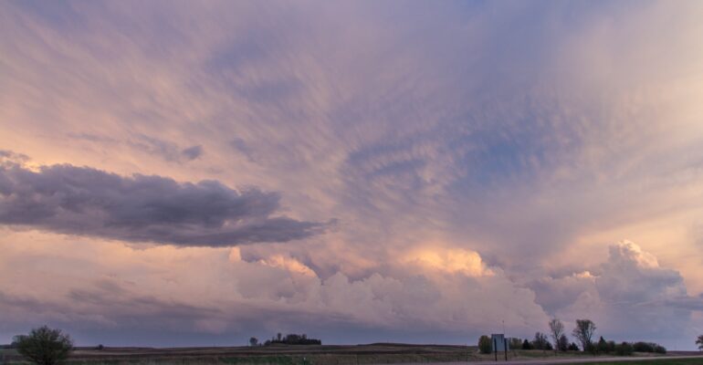 Mammatus at Sunset over I-35 in Iowa