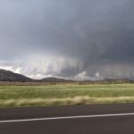 A supercell over the Wichita Mountains near the town of Roosevelt on October 10, 2021.