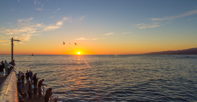 Sunset into the pacific ocean