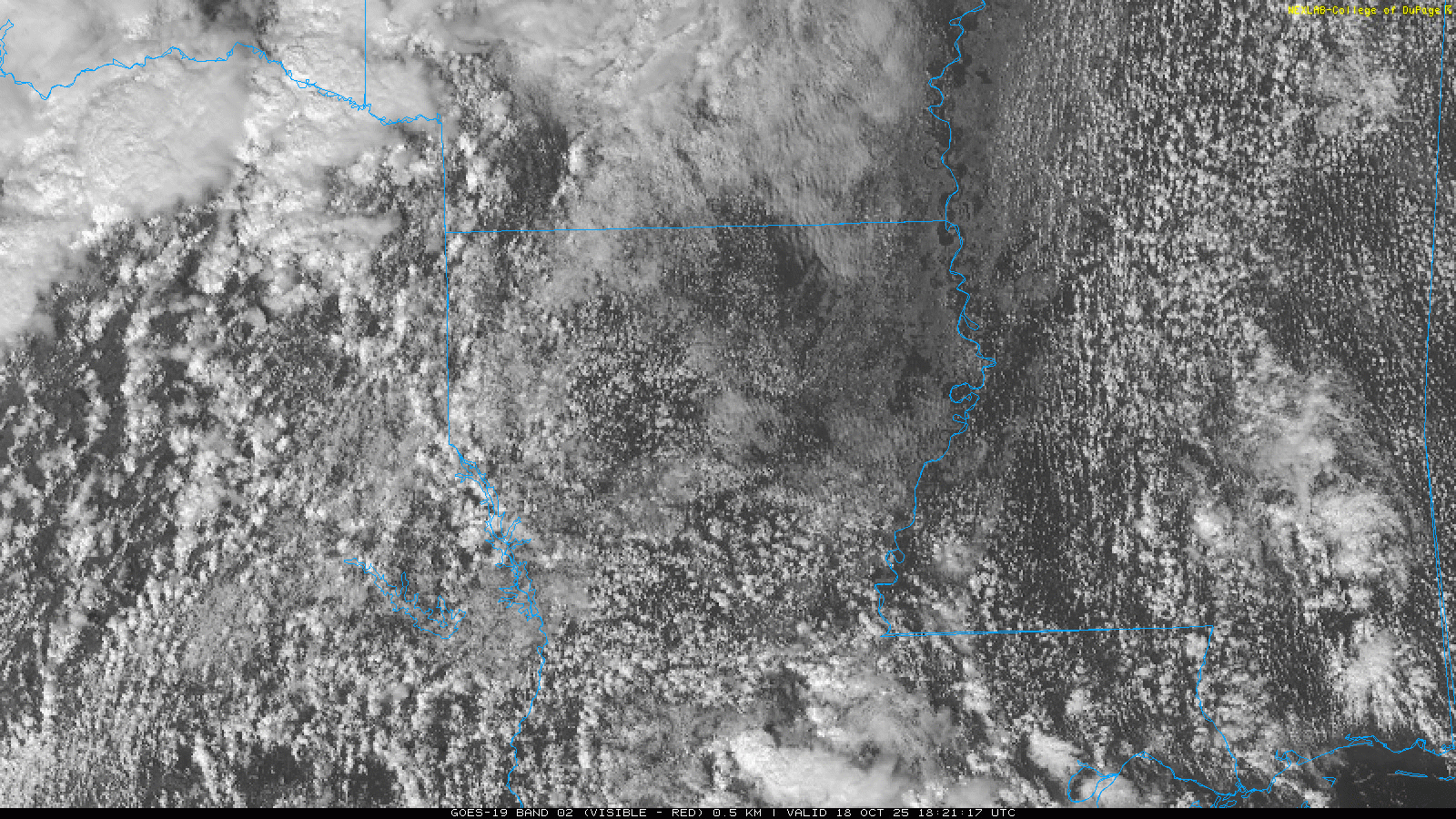 October 18, 2025 - 1930Z/230pm CDT Visible Satellite Loop
